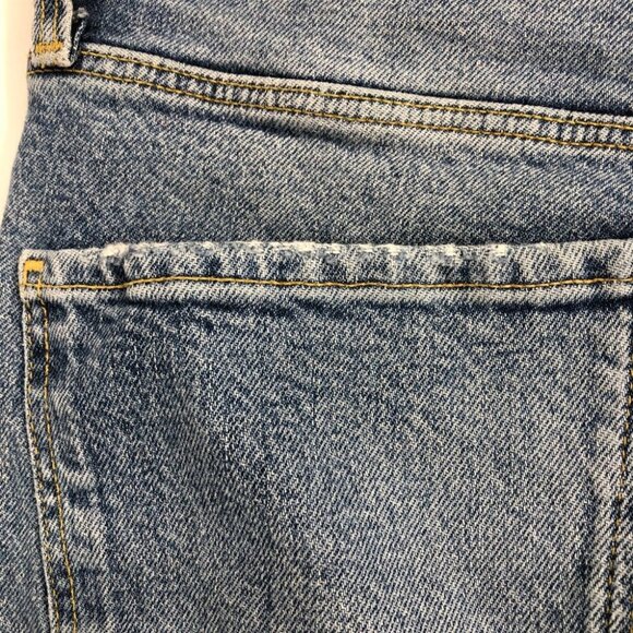 Zara Medium Wash straight leg High Rise cropped  Raw Hem Jeans size 30. - Picture 9 of 15